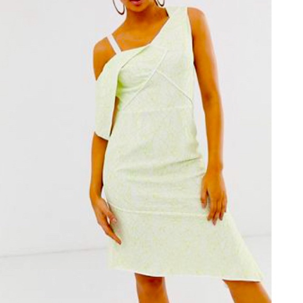 ASOS DESIGN lace fold bonded midi dress. US 6